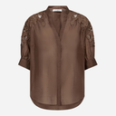 Co Couture KawaCC Embroidery SS V-Shirt Dark Brown