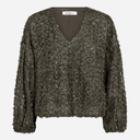 Co Couture MalinaCC Sequin V-Blouse Dusty Army