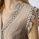 Co Couture ReggieCC Frill Top Taupe