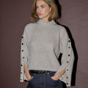 Co Couture RowCC Button Sleeve Knit Bone
