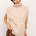 Co Couture RowCC Oversize Cable Knit Vest Creme