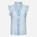 Co Couture SisuCC Frill Top Pale Blue