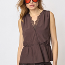 Co Couture SunnyCC Lace Top Dark Brown