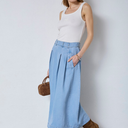 Co Couture TillyCC Anya Pleat Skirt Fade Denim