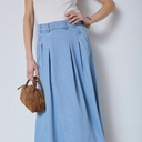 Co Couture TillyCC Anya Pleat Skirt Fade Denim