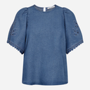 Co Couture TillyCC Emb SS Blouse Denim blue