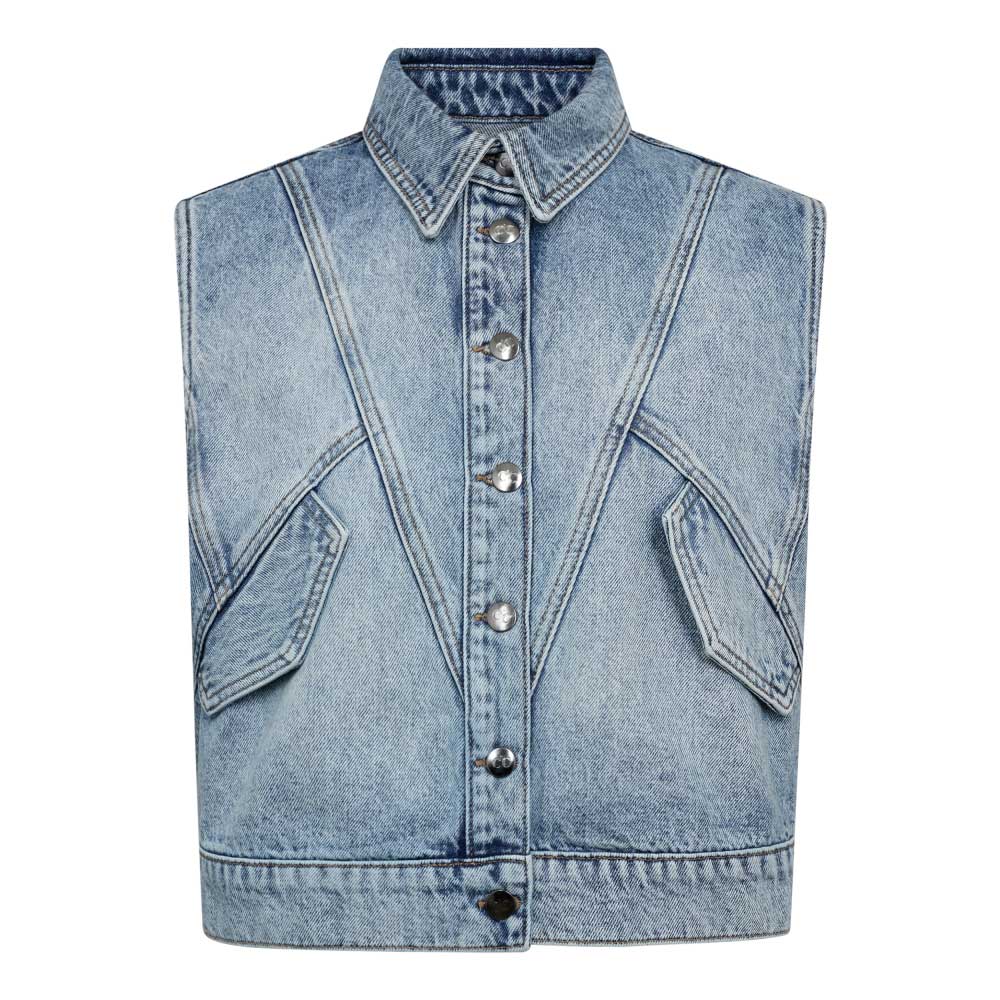 Co Couture BowieCC Denim Vest Fade Denim