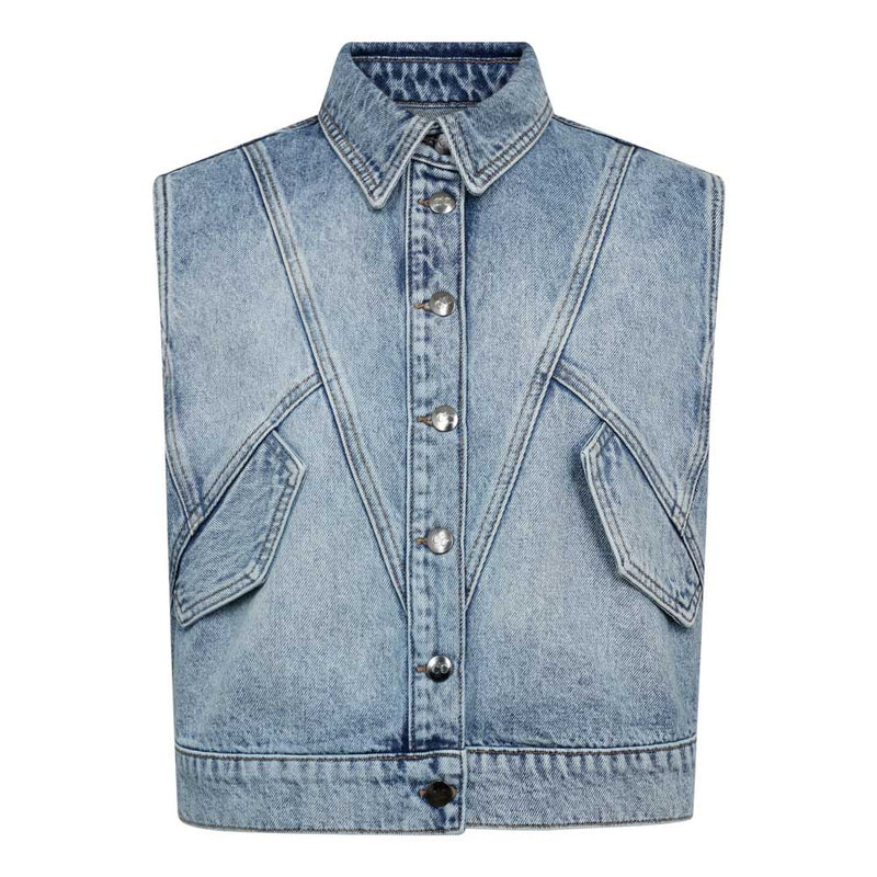 Co Couture BowieCC Denim Vest Fade Denim