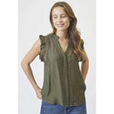Co Couture CarynCC Frill Top Army