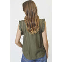 Co Couture CarynCC Frill Top Army