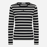 Co Couture GrannyCC Rib Emb LS Blouse OffWhite-Black