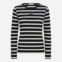 Co Couture GrannyCC Rib Emb LS Blouse OffWhite-Black