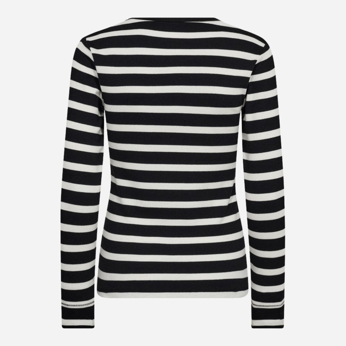 Co Couture GrannyCC Rib Emb LS Blouse OffWhite-Black