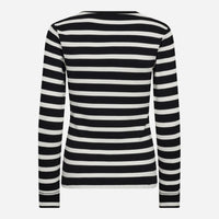 Co Couture GrannyCC Rib Emb LS Blouse OffWhite-Black