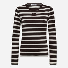 Co Couture GrannyCC Rib Emb LS Blouse OffWhite/DarkBrown