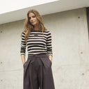 Co Couture GrannyCC Rib Emb LS Blouse OffWhite/DarkBrown