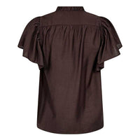 Co Couture HeraCC SS Frill Top Mocca