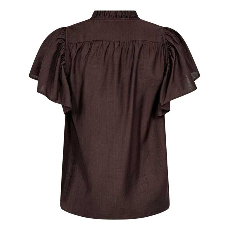 Co Couture HeraCC SS Frill Top Mocca