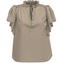 Co Couture HeraCC SS Frill Top Walnut