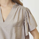 Co Couture HeraCC SS Frill Top Walnut