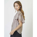 Co Couture HeraCC SS Frill Top Walnut