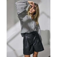 Co Couture PhoebeCC Leather Pleat Shorts Black