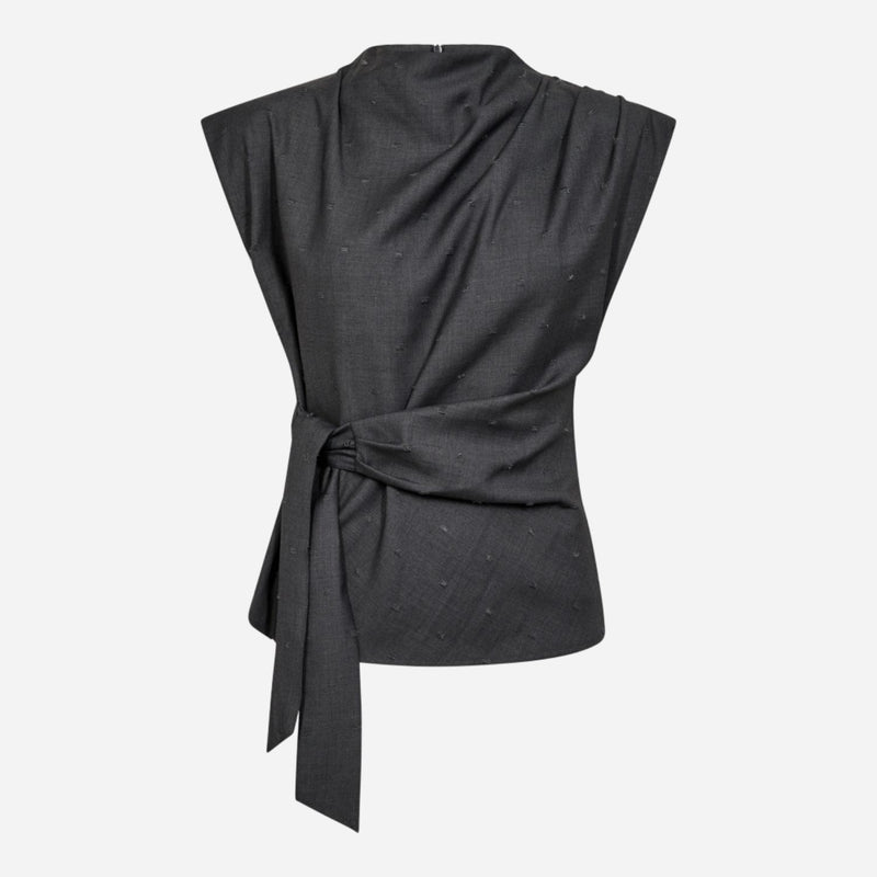 Co Couture SagaCC Pleat Top Mid Grey