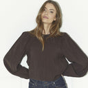 Co Couture ShinaCC Pintuck Blouse Dark Brown