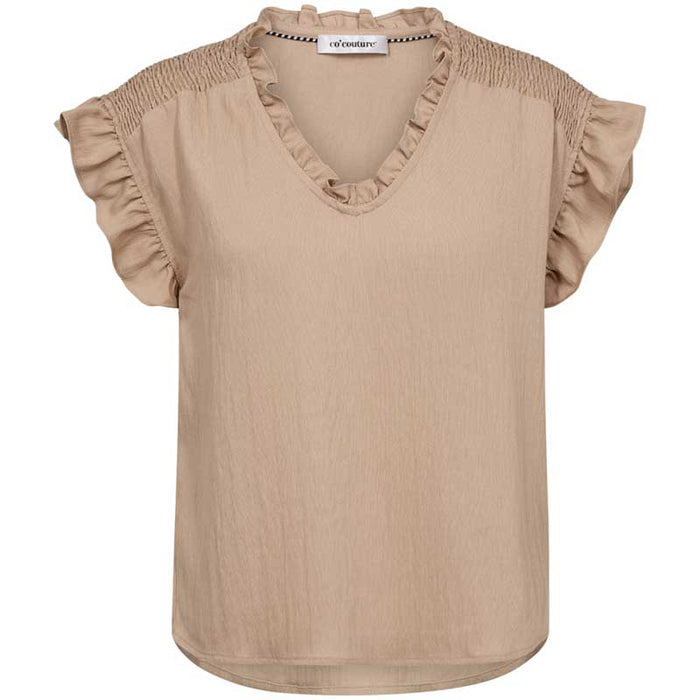 Co Couture SuedaCC Frill Smock Top Sand - J BY J Fashion