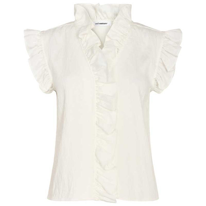 Co Couture SuedaCC Frill Top Hvid - J BY J Fashion