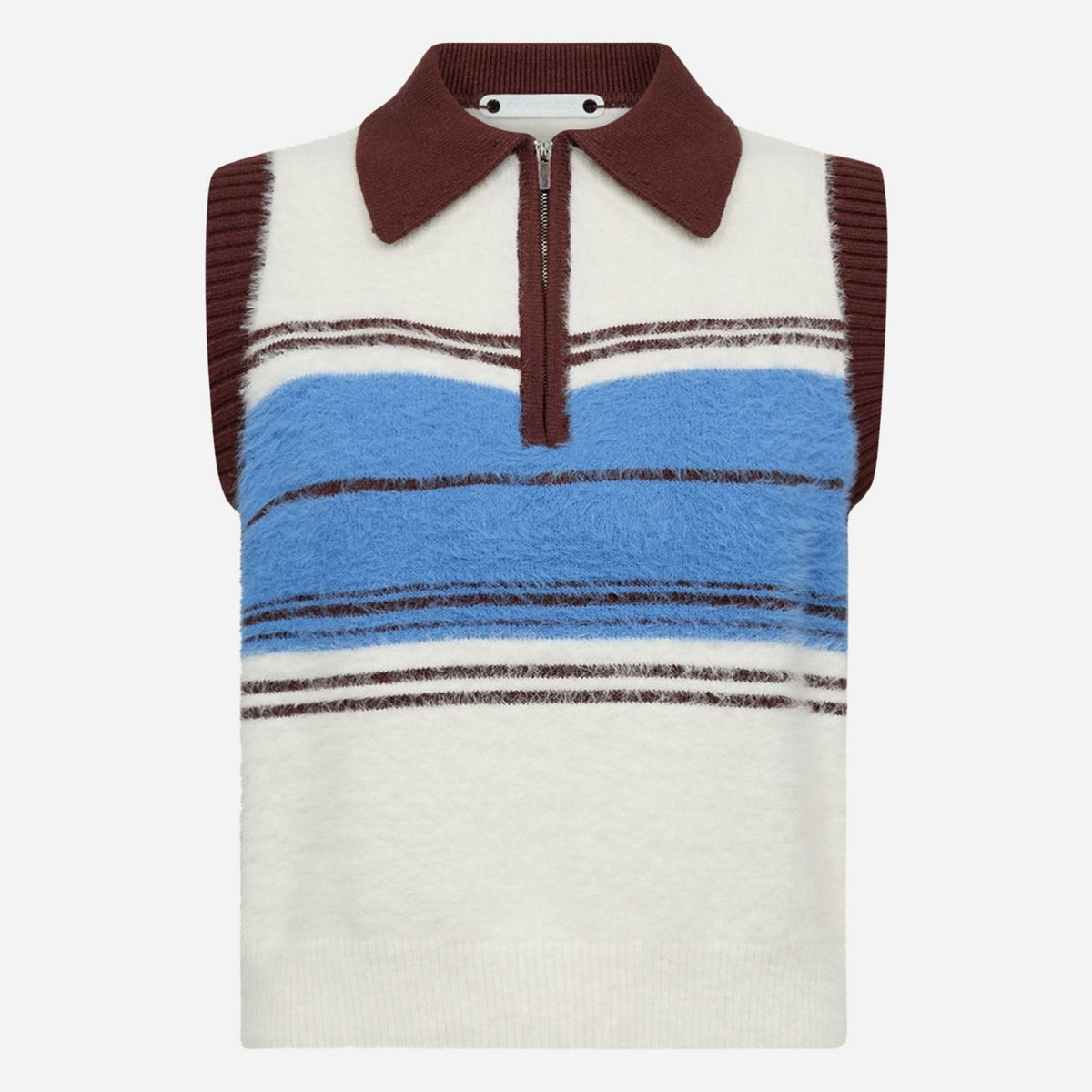 Co Couture ToryCC Stripe Zip Vest Off White