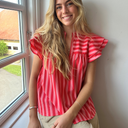 Continue Christel Red Stripe Blouse Stribe Pink