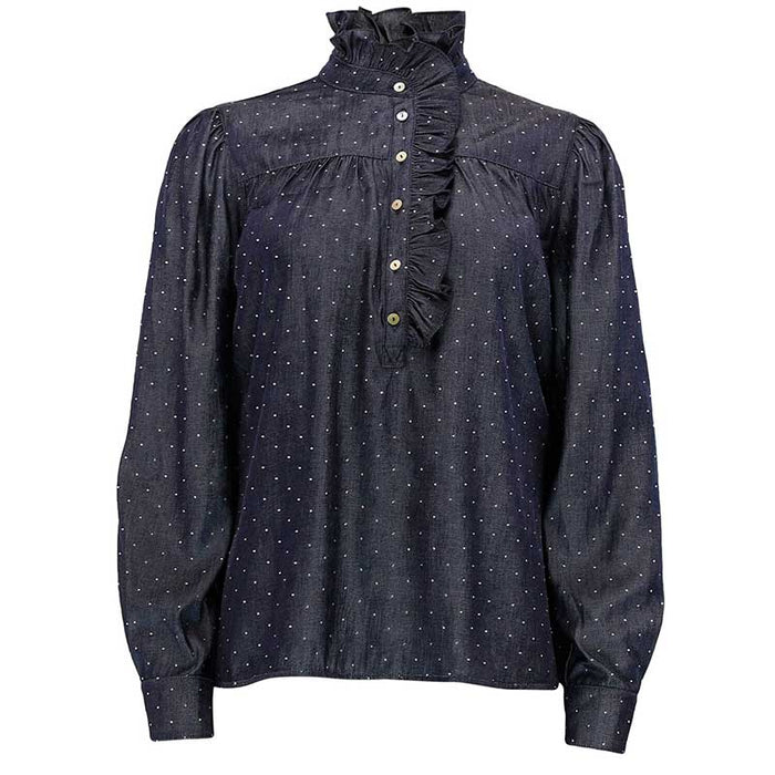 Continue 14296 Ariana Studs Shirt Mørkeblå