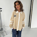 Continue 14720 Ally 21 Small Stripe Shirt Sand/White - J BY J Fashion