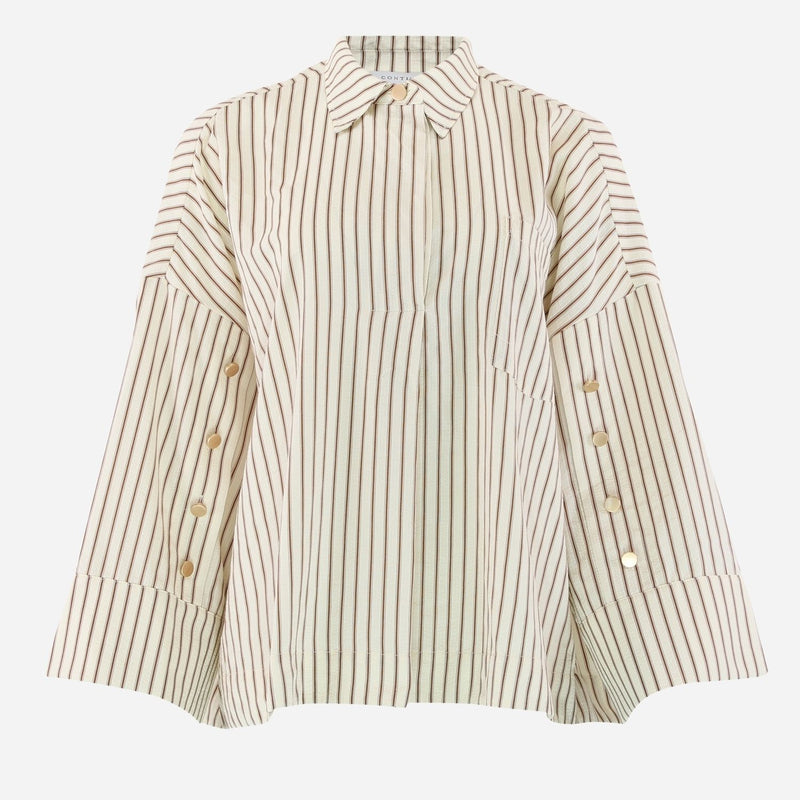Continue Klara L/S Shirt Brown Stripe