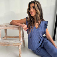 Continue Lydia Stripe Vest Blue Stripe