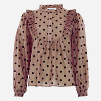 Continue Silke Dot Blouse Nougat W. Black Dot