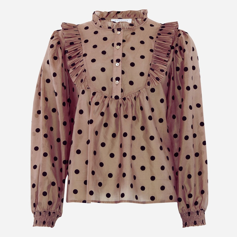 Continue Silke Dot Blouse Nougat W. Black Dot