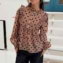 Continue Silke Dot Blouse Nougat W. Black Dot