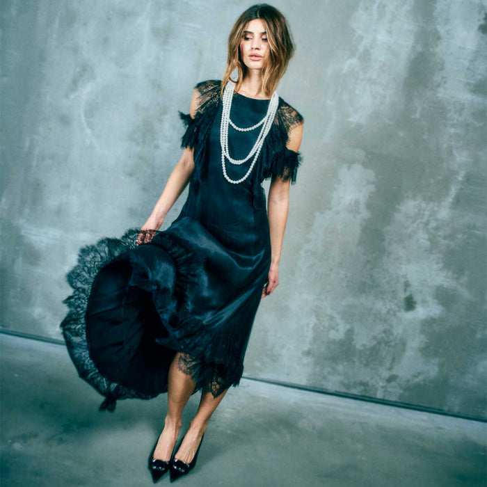Copenhagen Muse CMMarta Long Dress With Frill Black