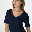 Coster Copenhagen CCH1119 Regular V-Neck T-Shirt 503 Night Sky Blue