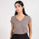 Coster Copenhagen CCH1101 V-Neck T-Shirt 383 Dark Mud