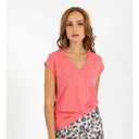 Coster Copenhagen CCH1101 V-Neck T-Shirt 637 Coral Paradise - J BY J Fashion