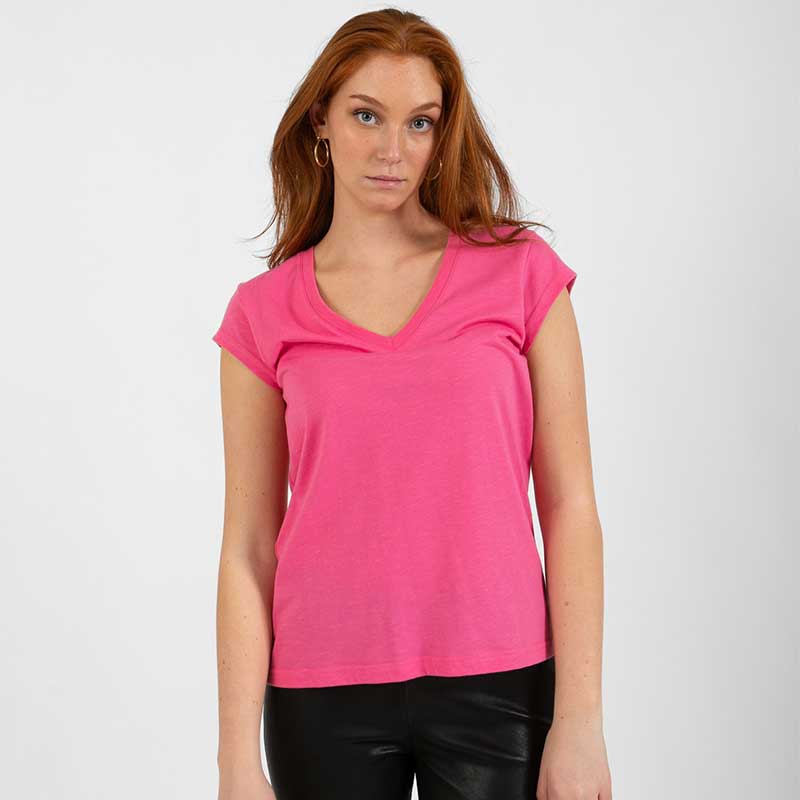 Coster Copenhagen CCH1101 V-Neck T-Shirt 691 Clear Pink