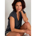 Coster Copenhagen CCH1101 V-Neck T-Shirt Dark Stone Grey - J BY J Fashion