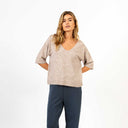 Coster Copenhagen Emerie V-Neck Sweater Sand Melange