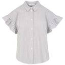 Coster Copenhagen Gwen Frill Short Sleeved Shirt Black Stripe