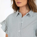 Coster Copenhagen Gwen Frill Short Sleeved Shirt Black Stripe