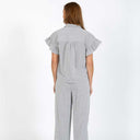 Coster Copenhagen Gwen Frill Short Sleeved Shirt Black Stripe