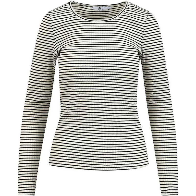 Coster Copenhagen Karoline Rib Tee OffWhite/Black Stripe